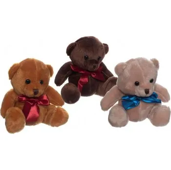 plyšák TEDDIES Medvěd/Medvídek sedící s mašlí plyš 15cm 3 barvy , 0m+