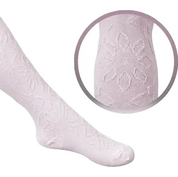 REWON Punčocháče 104-110cm ŽAKÁROVÉ plastický vzor- Bílé