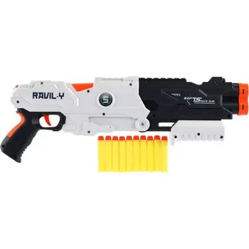 Dětská zbraň TEDDIES RAVIL-Y Space gun Pistole/Brokovnice na pěnové náboje plast 45cm + pěnové náboje 10ks
