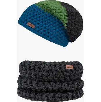 Čepice Doke Set háčkovaná čepice Leon a nákrčník anthracite L