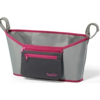 Přebalovací taška BABYONO Organizer na kočárek s kapsou na zip šedo/růžový