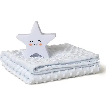 Lampička INTERBABY | SET Deka měkká KULIČKY 80x110 + lampička HVĚZDA - modrá