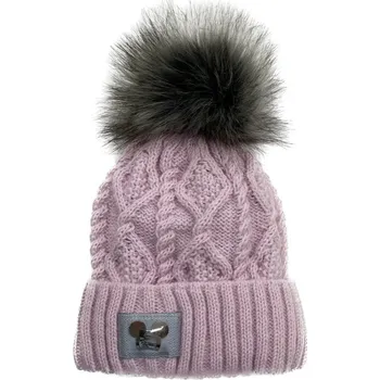 Pokrývka hlavy AJS Zimní pletená čepice MINIE Růžová s bambulí vel. 50-54cm