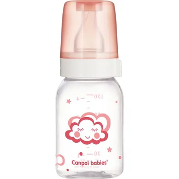 Kojenecká láhev CANPOL BABIES Lahev skleněná s úzkým hrdlem NIGHT DREAMS 120ml MRÁČEK růžová