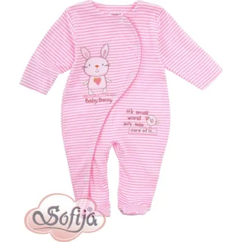 SOFIJA Overal na spaní rozpínací BLYSKOTEK méďa pruh Růžový vel. 56cm