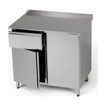 Dílenský stůl Nerezový pracovní stůl se skříňkou a zásuvkou 80x70x85 cm | FORGAST