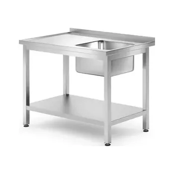Nerezový dřez Stůl s umyvadlem s 1 mísou a policí | HENDI 812938
