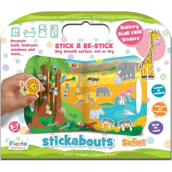 omalovánky Fiesta Crafts Zábavné přelepovací obrázky SAFARI 31ks s deskou