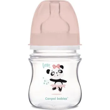 Kojenecká láhev Canpol babies Lahev se širokým hrdlem EXOTIC ANIMALS 120 ml Panda růžová
