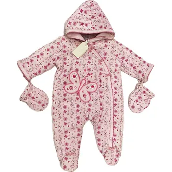 Kojenecké oblečení ZIP ZAP Zateplený overal fleace MOTÝL růžový vel. 62cm