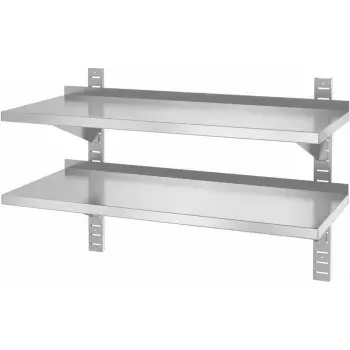 police Dvojitá nástěnná police se 2 konzolami, 100x40x60 cm | HENDI 816592