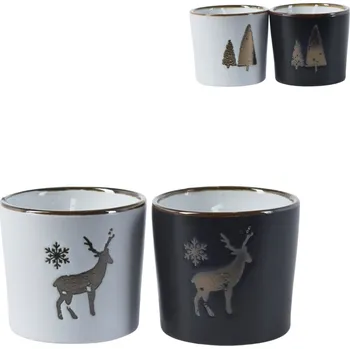 Svíčka Textilomanie Vánoční svíčka v keramickém obalu SNOWLIGHT 6 cm Černá