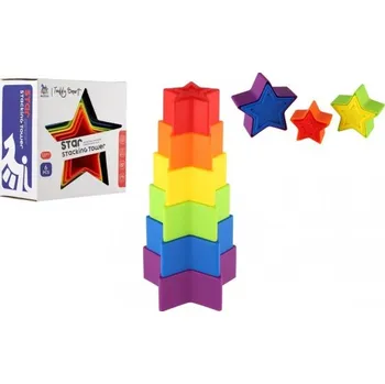 Hračka pro nejmenší TEDDIES MLI Toys Věž/Pyramida hvězda barevná stohovací skládačka 6ks plast, 18m+