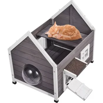 Venkovní kočičí domek odolný proti povětrnostním vlivům, přístřešek pro divoké kočky více kočekVEVO565 |šedá