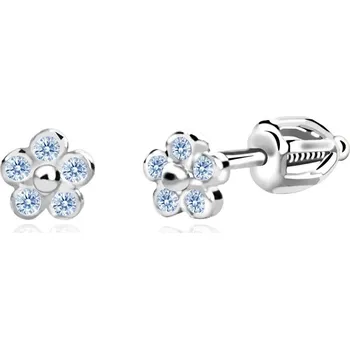 Náušnice Emmy’s | Dětské náušnice pomněnky | EM 70549 | z bílého zlata s kamínky světle modrými | zapínání balónek