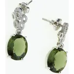 My Moldavite Stříbrné náušnice s vltavíny a zirkony 211