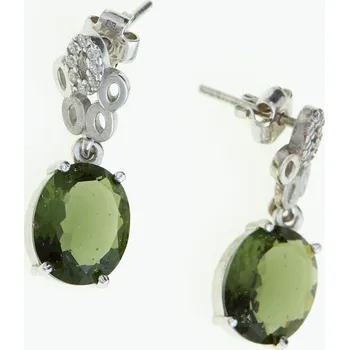 Náušnice My Moldavite Stříbrné náušnice s vltavíny a zirkony 211