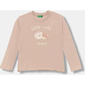 Chlapecké tričko Dětské bavlněné tričko s dlouhým rukávem United Colors of Benetton 35RYG10K7.P.seasonal růžová 03X, vel. 116