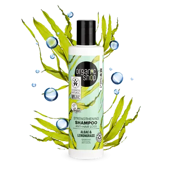 Šampon Organic Shop Posilující šampon proti vypadávání vlasů - řasy a citronová tráva, 280 ml Organic shop