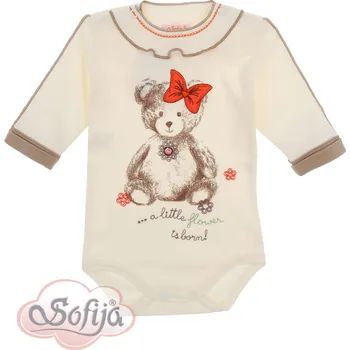 Kojenecký body SOFIJA Body bavlněné PIEKNISIA luxusní Krémové tisk Míša vel. 80cm