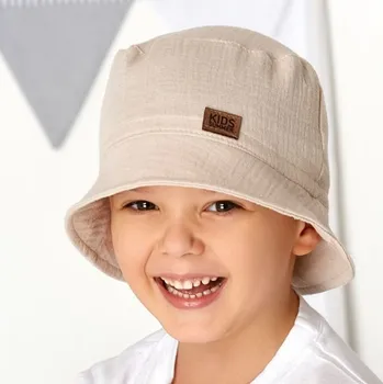 Klobouk AJS Letní mušelínový klobouček KIDS SUMMER mix vel. 54 (béžový)