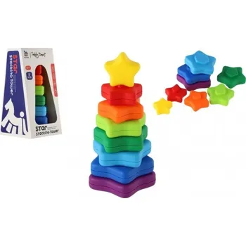 Hračka pro nejmenší TEDDIES MLI Toys Věž/Pyramida hvězda barevná stohovací skládačka 8ks plast, 18m+