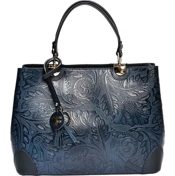 Kabelka Carla Ferreri Dámská kožená kabelka CF3127 Blu + 2 měsíce na vrácení zboží