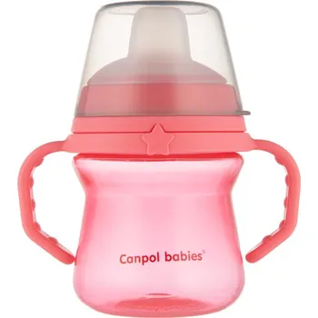 Kojenecká láhev CANPOL BABIES 56/614 Hrneček se silikonovým pítkem FirstCup 150ml pink