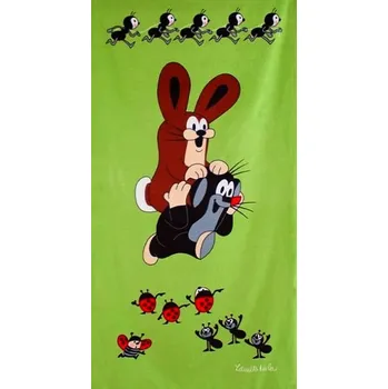 MATĚJOVSKÝ Osuška 100% bavlna 75 x 150cm KRTEK a ZAJÍČEK Zelená