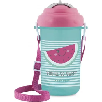 Kojenecká láhev Canpol babies Cestovní sportovní láhev se slámkou a víčkem SO COOL Meloun 350ml růžová