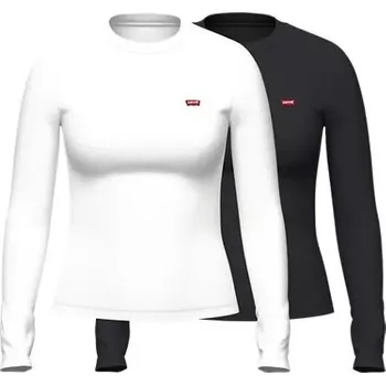 Dámské tričko LEVI'S® DVĚ DÁMSKÁ TRIKA V KRABIČE DLOUHÝ RUKÁV-BÍLÁ/ČERNÁ XS