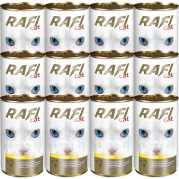 Krmivo pro kočku RAFI Kočičí kousky s drůbežím masem v omáčce - konzerva 12x415g