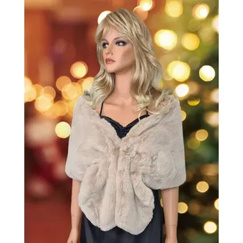 Classic Scarf Slavnostní dámská chlupatá boa, štola, límec v barvě champagne