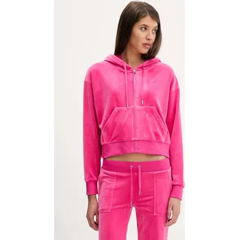 Dámská mikina Velurová mikina Juicy Couture BRENDAL CROP OVERSIZED HOODIE JCBAS225801 růžová 42X, vel. M