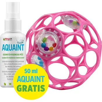 Hračka pro nejmenší OBALL Hračka Oball RATTLE 10cm Dark pink 0m+ DÁREK Aquaint 50ml