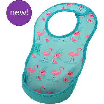 Bryndák BIBETTA Neoprenový bryndák UltraBib TYRKYS-RŮŽOVÝ Plameňáci