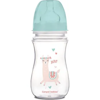 Kojenecká láhev Canpol babies Láhev se širokým hrdlem EXOTIC ANIMALS 240 ml Lama zelená
