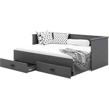 Dětská postel Rozkládací postel HELIOS se dvěma šuplíky šedá 200x80/200x160