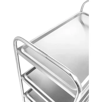 Servírovací stolek Nerezový skládací vozík se 4 policemi FORGAST FG01014