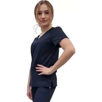 Zdravotnický oděv Dámská lékařská blůza tmavě modrá – BASIC PREMIUM (3XL)