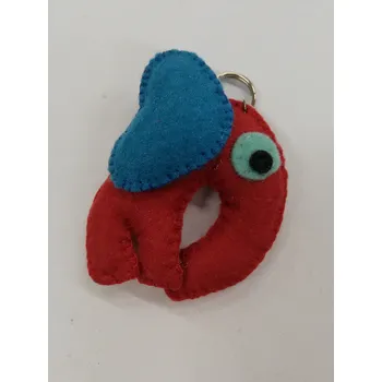 Přívěšek na klíče z plsti - slon červený 8,5 x 6 cm