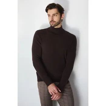 Pánský svetr Svetr Medicine pánský, hnědá barva, s pologolfem RW25-SWMB03 89M, vel. M