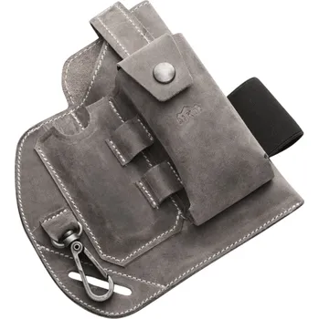 Pouzdro na nůž MKM EDC POUZDRO NA OPASEK – ŠEDÁ 100% ZELENINOVĚ ČINĚNÁ KŮŽE Z TOSKÁNSKA MK BOLS-1
