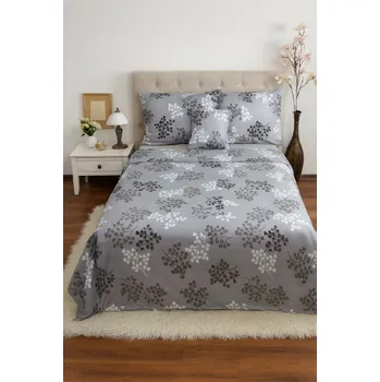 Povlečení Francouzské bavlněné povlečení - Šedý rozkvět