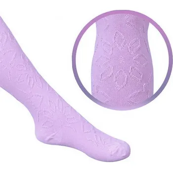 Dámské punčochy REWON Punčocháče 92-98cm ŽAKÁROVÉ plastický vzor - Fialové