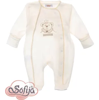 Kojenecký overall SOFIJA Overal na spaní GLAMURKA překládací BOY méďa Smetanový vel. 56cm