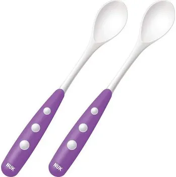 dětská jídelní sada NUK EL Dětské lžičky na krmení 2ks od 6m+ FIALOVÉ