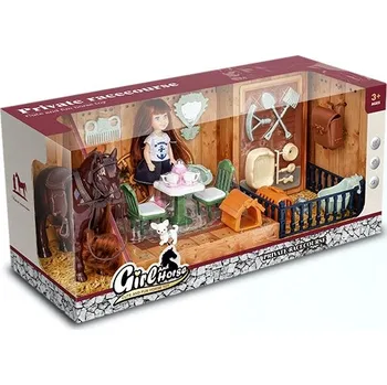 Panenka ALLTOYS Hrací set koník a panenka s příslušenstvím v krabici 44x20x18cm