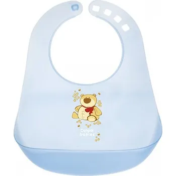 Bryndák CANPOL BABIES 2/404 Plastový bryndák Happy Animals MÉĎA - modrý