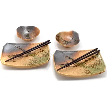 Jídelní set Sushi set Zen Earth pro 2 osoby – hnědozelená glazura | EDO Japan